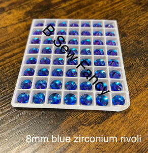 8mm Blue Zirconium Rivoli